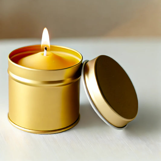 8oz 100% Bee's Wax Candle - Gold Tin Jar (3 Pack)