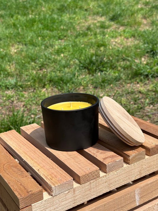Matte Black Jar with Wood Lid
